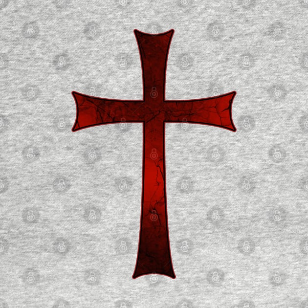 Christian Cross of a Crusader Knight - Antique, Crimson,  Cracked by KrasiStaleva